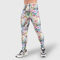 Тайтсы мужские Воробей в ярких цветах паттерн, цвет: 3D-принт — фото 2