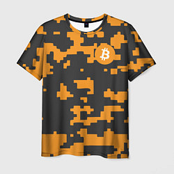 Футболка мужская Bitcoin: Orange Camo, цвет: 3D-принт