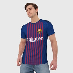 Футболка мужская FC Barcelona: Messi Home 18/19, цвет: 3D-принт — фото 2
