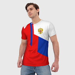 Футболка мужская Russia: Geometry Tricolor, цвет: 3D-принт — фото 2