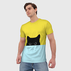 Футболка мужская Черный котик, цвет: 3D-принт — фото 2