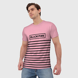 Футболка мужская Black Pink: Black Stripes, цвет: 3D-принт — фото 2