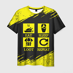 Футболка мужская PUBG: Eat, Sleep, Loot, Repeat, цвет: 3D-принт