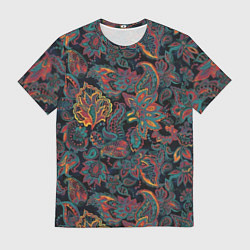 Футболка мужская Узор пейсли на черном, цвет: 3D-принт