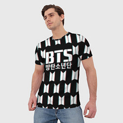 Футболка мужская BTS: Black Pattern, цвет: 3D-принт — фото 2