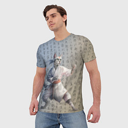 Футболка мужская Karate cat, цвет: 3D-принт — фото 2