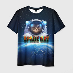 Футболка мужская Космический кот, цвет: 3D-принт