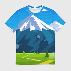 Футболка мужская Горы пейзаж природа вектор, цвет: 3D-принт