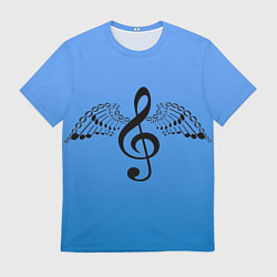 Футболка мужская Скрипичный ключ и крылья ноты, цвет: 3D-принт