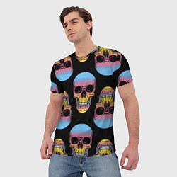Футболка мужская Neon skull!, цвет: 3D-принт — фото 2