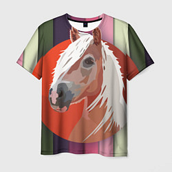 Футболка мужская Лошадь с фоном, цвет: 3D-принт
