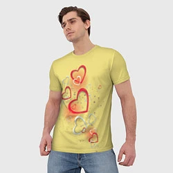 Футболка мужская Сердечки в лимонаде, цвет: 3D-принт — фото 2