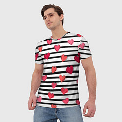 Футболка мужская Hearts Pattern, цвет: 3D-принт — фото 2
