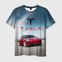 Футболка мужская Tesla Model 3, цвет: 3D-принт