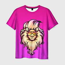 Футболка мужская Модный лев в очках, цвет: 3D-принт
