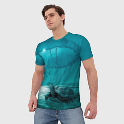 Футболка мужская Медуза и черепаха, цвет: 3D-принт — фото 2