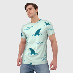 Футболка мужская Плавники акул, цвет: 3D-принт — фото 2