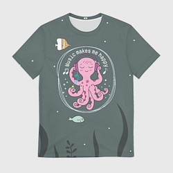 Футболка мужская Осьминог меломан, цвет: 3D-принт