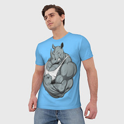 Футболка мужская Звериные мышцы носорога, цвет: 3D-принт — фото 2