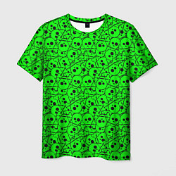 Футболка мужская Черепа на кислотно-зеленом фоне, цвет: 3D-принт