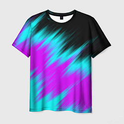 Футболка мужская НЕОНОВЫЕ ПОЛОСЫ И НИЧЕГО ЛИШНЕГО NEON STRIPES, цвет: 3D-принт