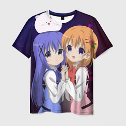 Футболка мужская Gochuumon wa Usagi Desu ka? Cocoa, Chino & Tippi, цвет: 3D-принт