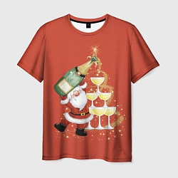 Футболка мужская Дед Мороз и шампанское, цвет: 3D-принт