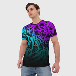 Футболка мужская НЕОНОВОЕ ГРАФФИТИ NEON, цвет: 3D-принт — фото 2