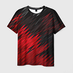 Футболка мужская ЧЁРНО КРАСНЫЕ КРАСКИ RED BLACK STRIPES, цвет: 3D-принт