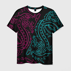 Футболка мужская НЕОНОВЫЕ ДРАКОНЫ NEON DRAGON, цвет: 3D-принт