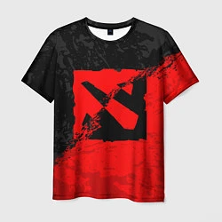 Футболка мужская DOTA 2 RED BLACK LOGO, БРЫЗГИ КРАСОК, цвет: 3D-принт