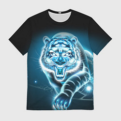 Футболка мужская НЕНОНОВЫЙ ТИГР 2022 NEON TIGER NEW YEAR, цвет: 3D-принт