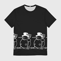 Футболка мужская Снеговик на черном фоне, цвет: 3D-принт