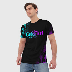 Футболка мужская GENSHIN IMPACT ГЕРОИ ИГРЫ HEROES GAME FNF, цвет: 3D-принт — фото 2