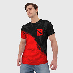 Футболка мужская DOTA 2 RED LOGO, БРЫЗГИ КРАСОК, цвет: 3D-принт — фото 2