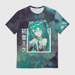 Футболка мужская Мику Хацунэ в квадрате , вокалоид, цвет: 3D-принт