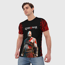 Футболка мужская God of War красные разводы, цвет: 3D-принт — фото 2