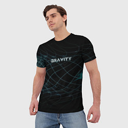 Футболка мужская Gravity blue line theme, цвет: 3D-принт — фото 2