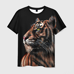 Футболка мужская Тигр в Темноте Взгляд Вверх, цвет: 3D-принт