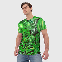 Футболка мужская Тропические листья на темном фоне, цвет: 3D-принт — фото 2