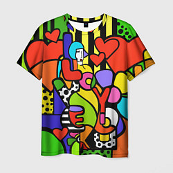 Футболка мужская Romero Britto - love you, цвет: 3D-принт