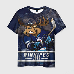 Футболка мужская Виннипег Джетс, Winnipeg Jets Маскот, цвет: 3D-принт