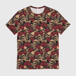 Футболка мужская ROCK AND ROLL Черепа и Розы, цвет: 3D-принт