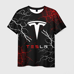 Футболка мужская Tesla Трещины с молниями, цвет: 3D-принт