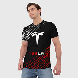 Футболка мужская Tesla - Logo Pattern, цвет: 3D-принт — фото 2