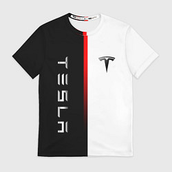 Футболка мужская ТЕСЛА -TESLA КРАСНАЯ ЛИНИЯ МИНИМАЛИЗМ, цвет: 3D-принт