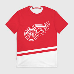 Футболка мужская Detroit Red Wings, Детройт Ред Уингз Диагональные, цвет: 3D-принт