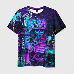 Футболка мужская Неоновый Японский Самурай Neon Samurai Skull, цвет: 3D-принт
