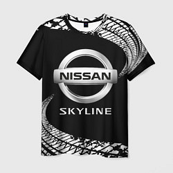 Футболка мужская NISSAN SKYLINE Следы, цвет: 3D-принт