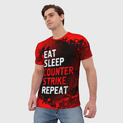 Футболка мужская Eat Sleep Counter Strike Repeat Брызги, цвет: 3D-принт — фото 2